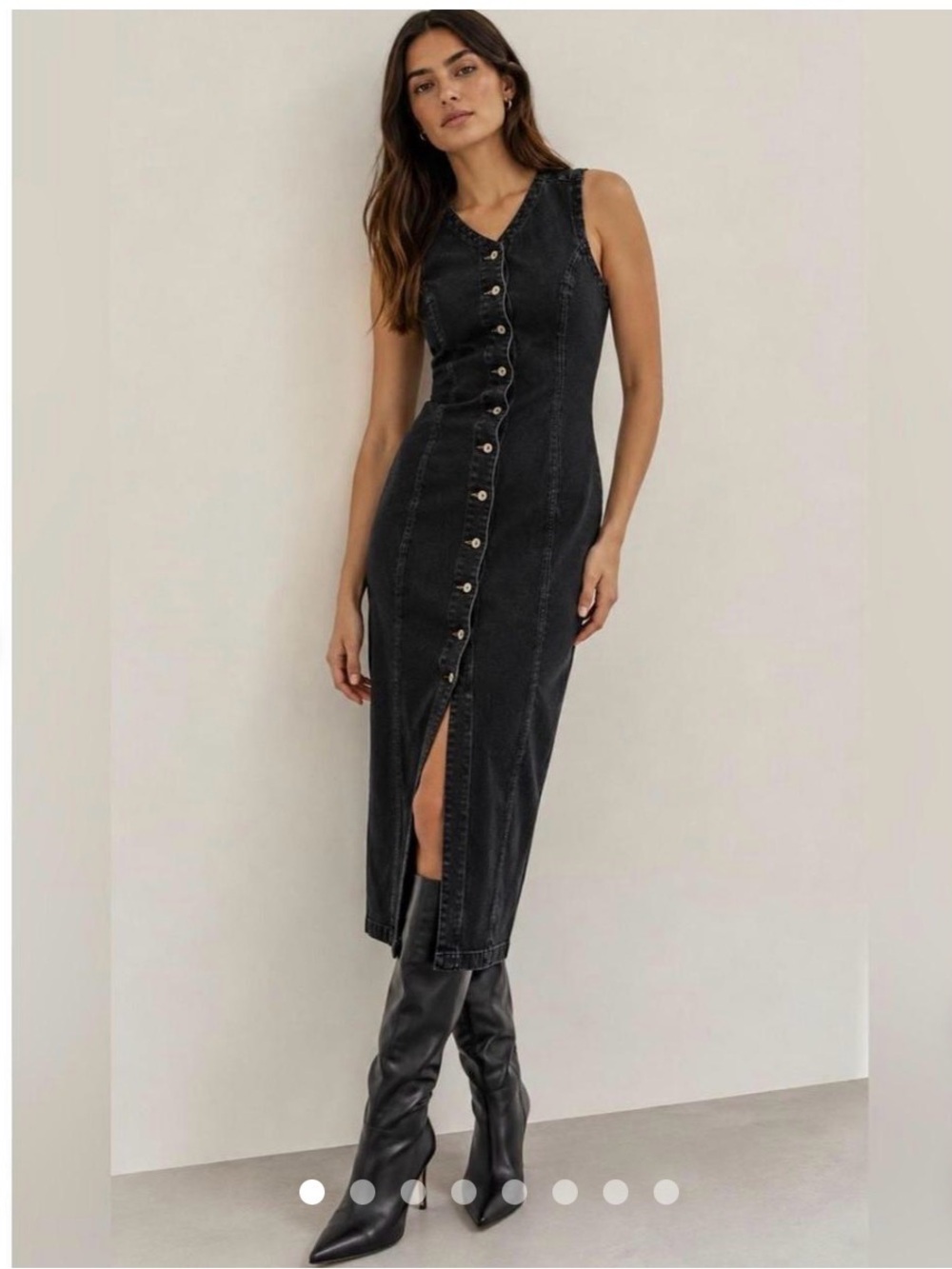 Abercrombie & Fitch Black Button-Front Midi Dress